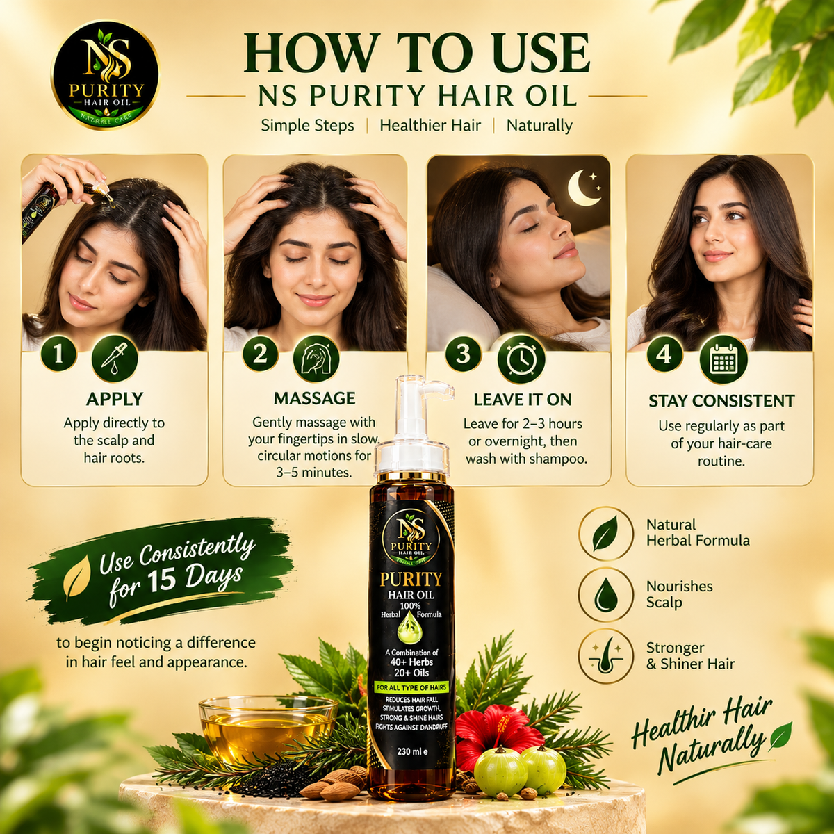 NS Purity Hair Oil – 40+ Herbs + 20+ Nourishing Oils