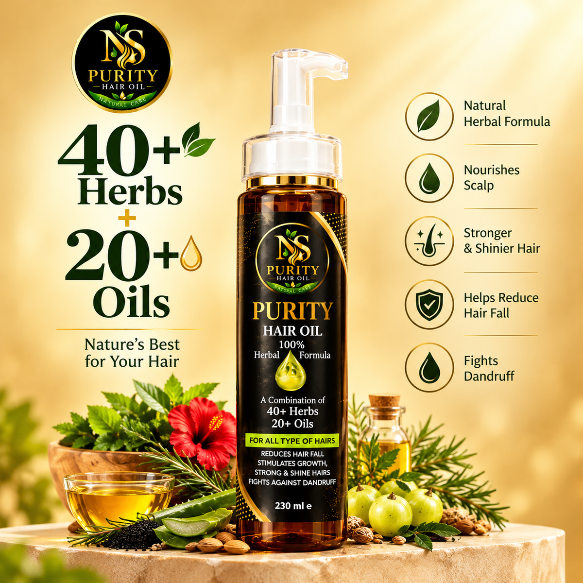 NS Purity Hair Oil – 40+ Herbs + 20+ Nourishing Oils