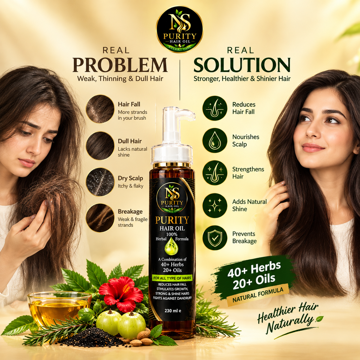 NS Purity Hair Oil – 40+ Herbs + 20+ Nourishing Oils